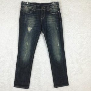 Vigoss Womens Jeans Tomboy Boyfriend Thompson Blue Denim Dark Wash Ripped 30